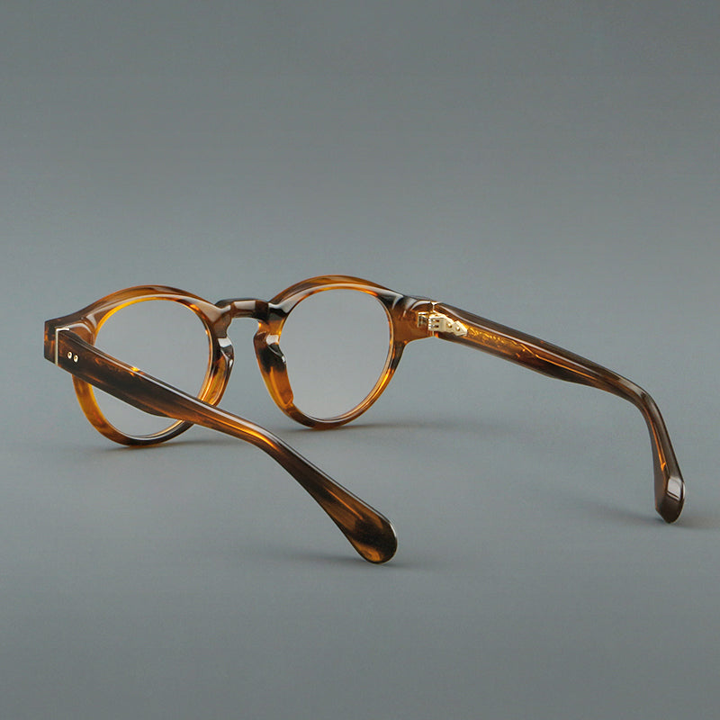 Montatura rotonda vintage in acetato con ponte a chiave e aste larghe — dettaglio 14