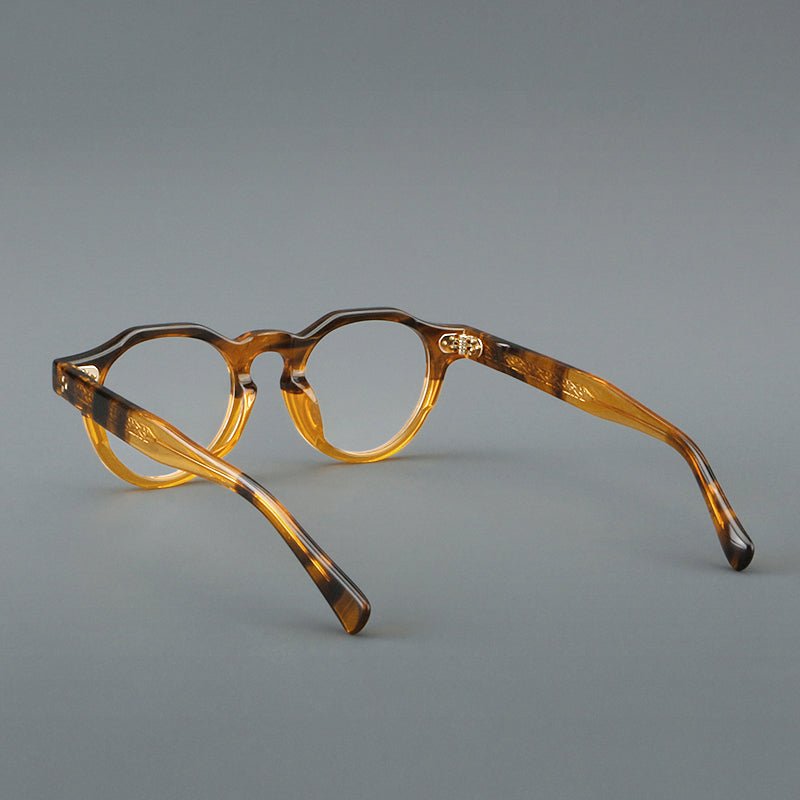 Montatura rotonda vintage in acetato con ponte a chiave e tripli rivetti — dettaglio 19