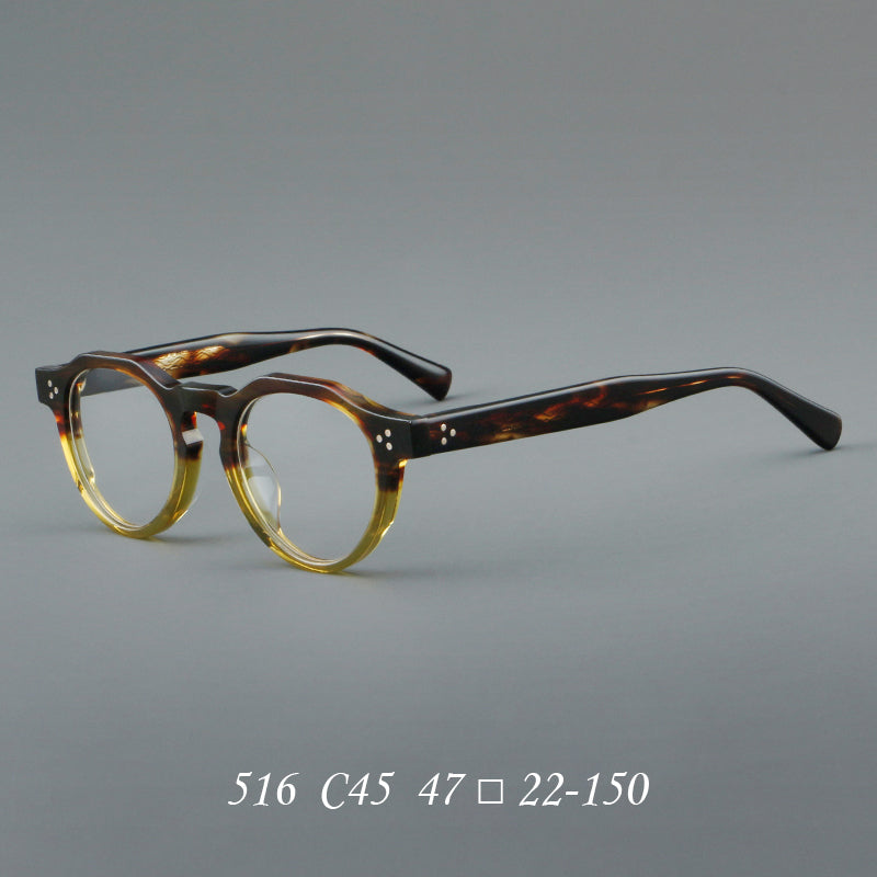 Montatura rotonda vintage in acetato con ponte a chiave e tripli rivetti — dettaglio 16