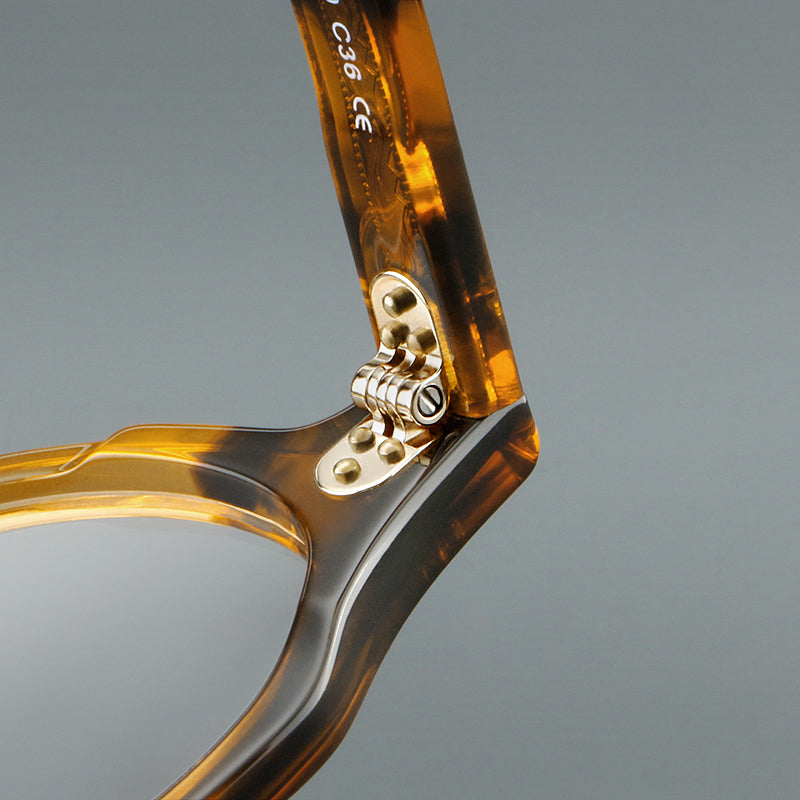 Montatura rotonda vintage in acetato con ponte a chiave e tripli rivetti — dettaglio 24