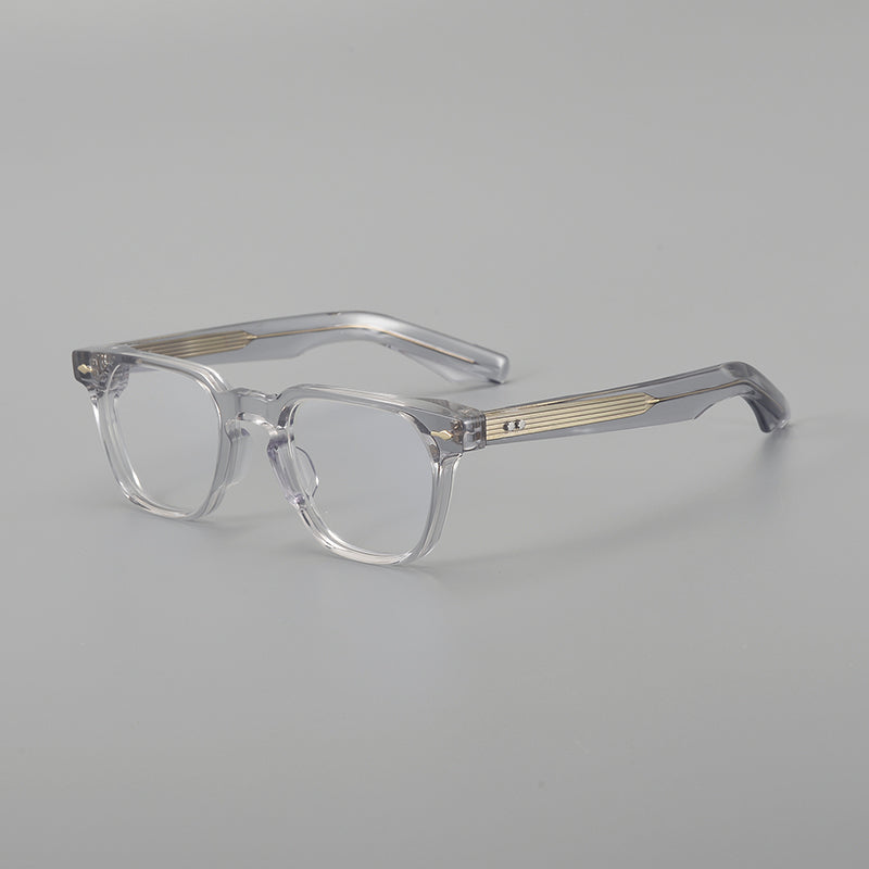 Montatura rettangolare rétro in acetato con angoli arrotondati e rivetti — dettaglio 6