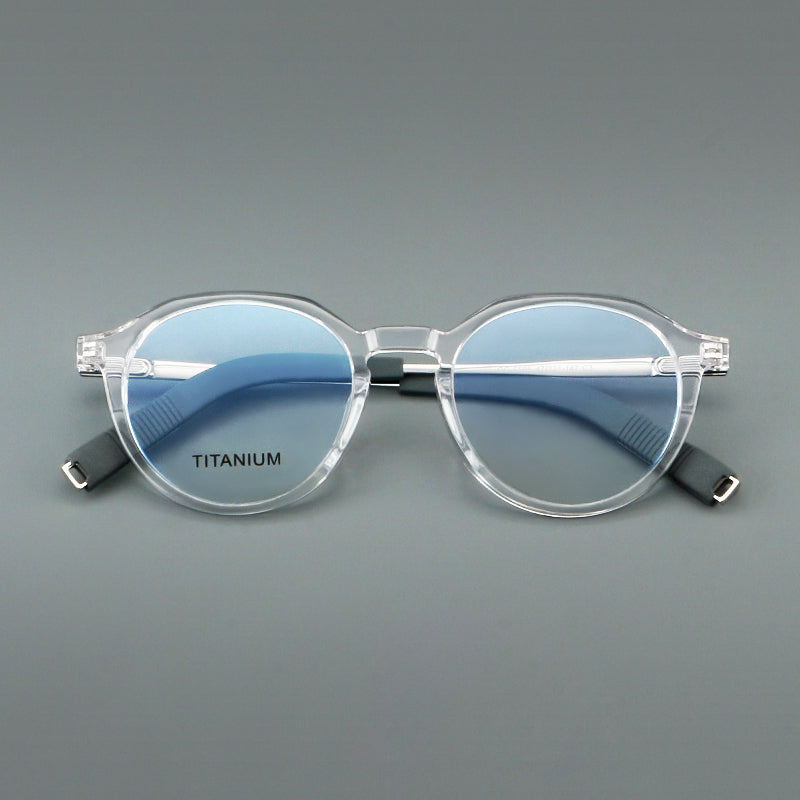 Montatura rotonda con bordo superiore sagomato e ponte in metallo — dettaglio 5