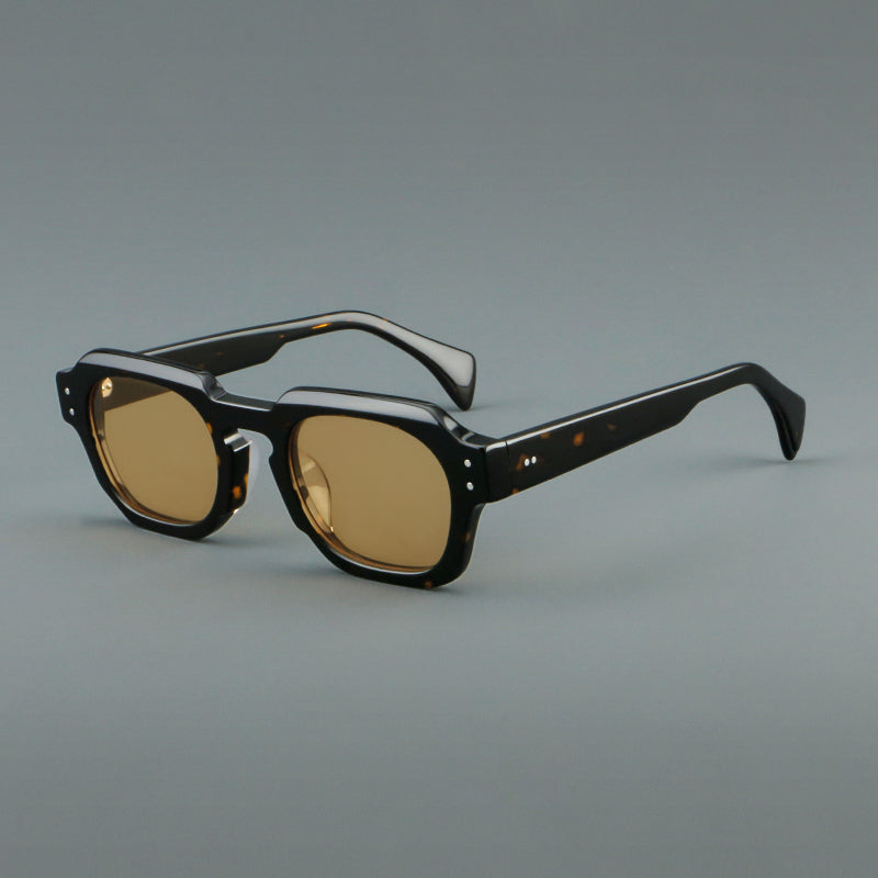 Montatura quadrata vintage in acetato con cerchi marcati e lenti in più colori — dettaglio 6