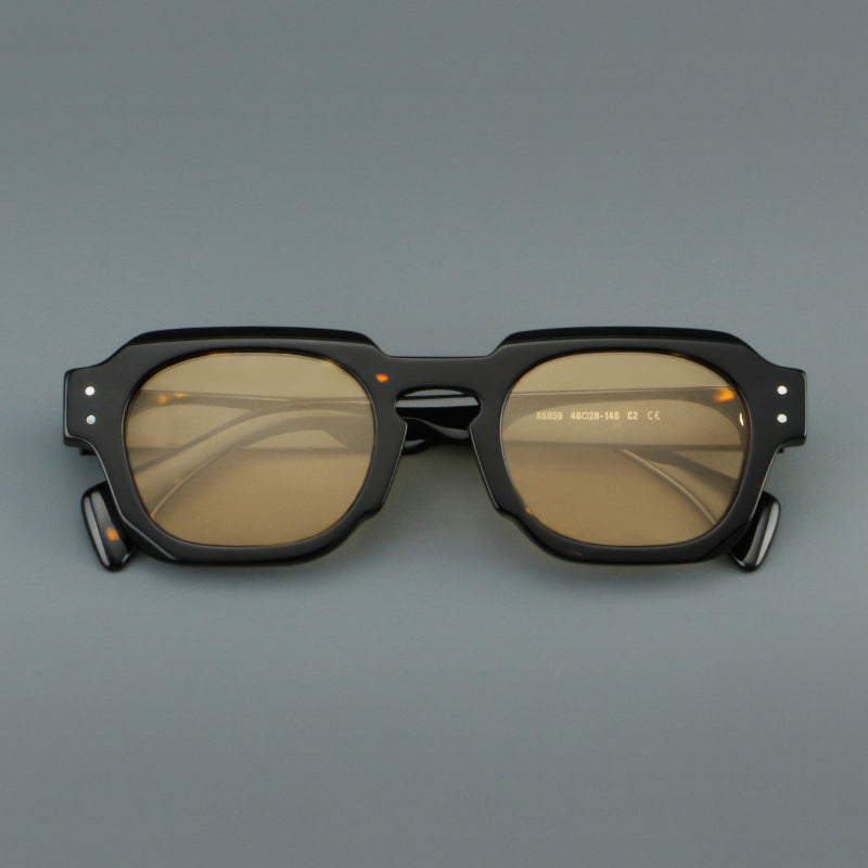 Montatura quadrata vintage in acetato con cerchi marcati e lenti in più colori — dettaglio 5