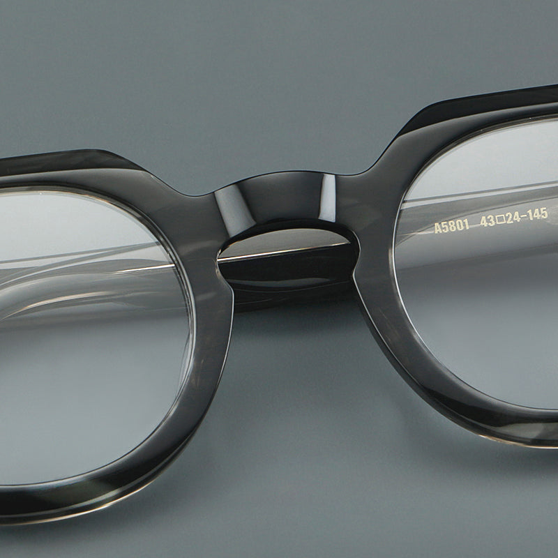 Montatura rotonda vintage in acetato con ponte a chiave profondo e piccoli rivetti — dettaglio 26
