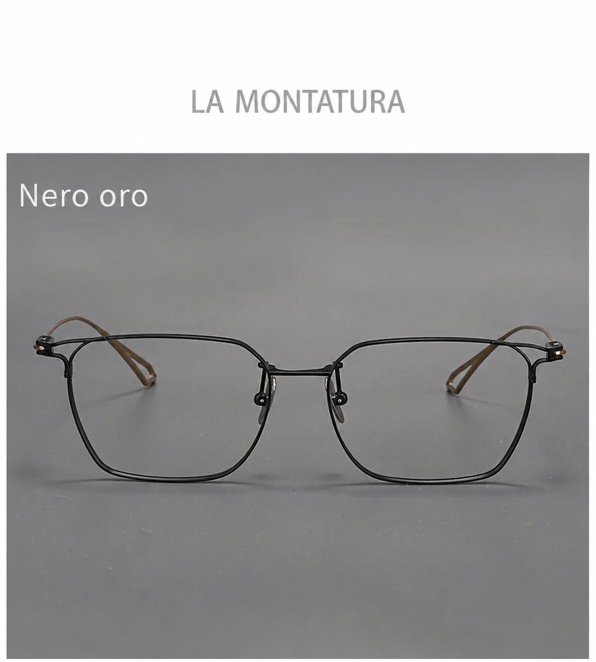 Montatura quadrata vintage in titanio con cerchi sottili e aste affusolate — dettaglio 19