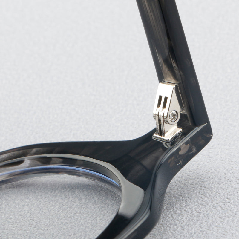 Montatura rotonda vintage in acetato con ponte a chiave e rivetti quadrati — dettaglio 10