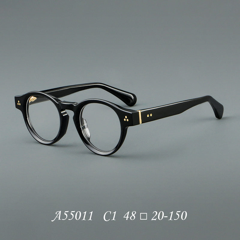 Montatura rotonda vintage in acetato con ponte a chiave e aste larghe — dettaglio 8
