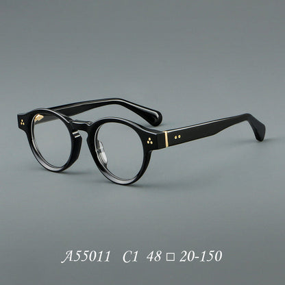Montatura rotonda vintage in acetato con ponte a chiave e aste larghe — dettaglio 8