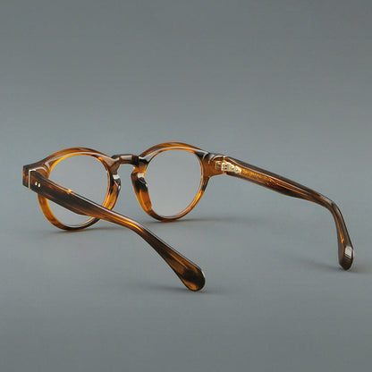 Montatura rotonda vintage in acetato con ponte a chiave e aste larghe — dettaglio 14