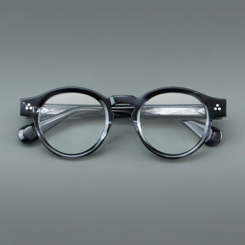 Montatura rotonda vintage in acetato con ponte a chiave e aste larghe — dettaglio 11