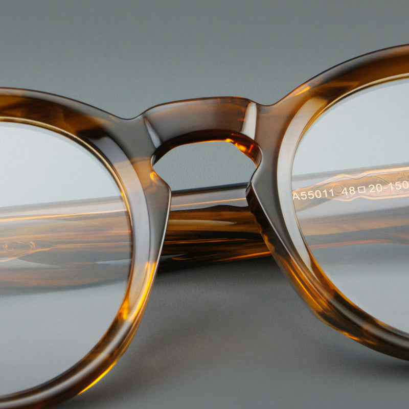 Montatura rotonda vintage in acetato con ponte a chiave e aste larghe — dettaglio 16