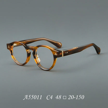 Montatura rotonda vintage in acetato con ponte a chiave e aste larghe — dettaglio 12