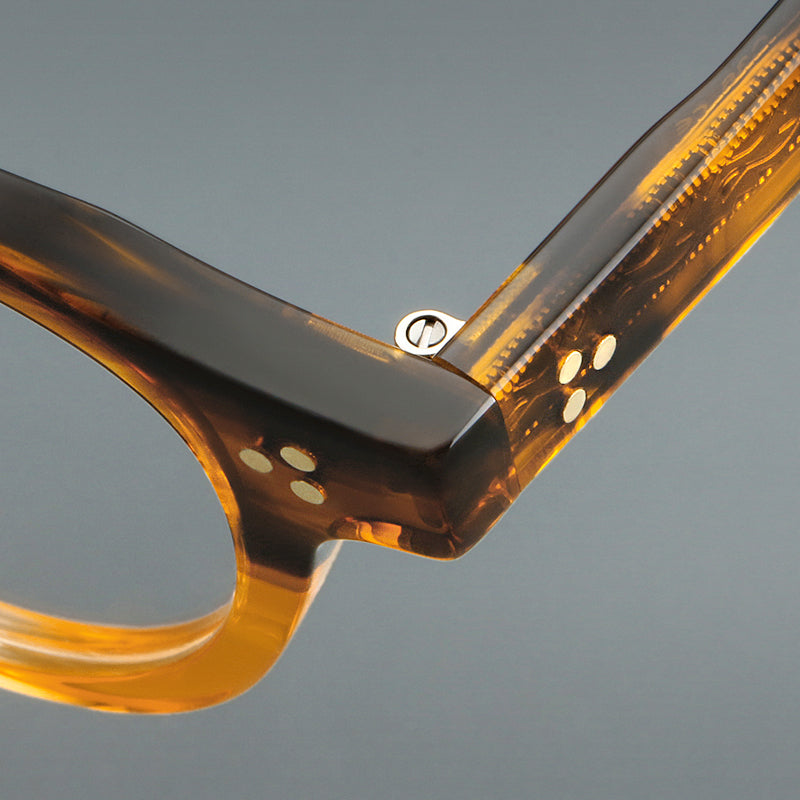 Montatura rotonda vintage in acetato con ponte a chiave e tripli rivetti — dettaglio 23