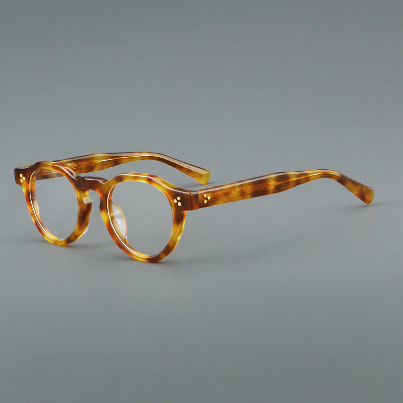 Montatura rotonda vintage in acetato con ponte a chiave e tripli rivetti — dettaglio 6