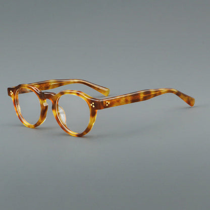 Montatura rotonda vintage in acetato con ponte a chiave e tripli rivetti — dettaglio 6