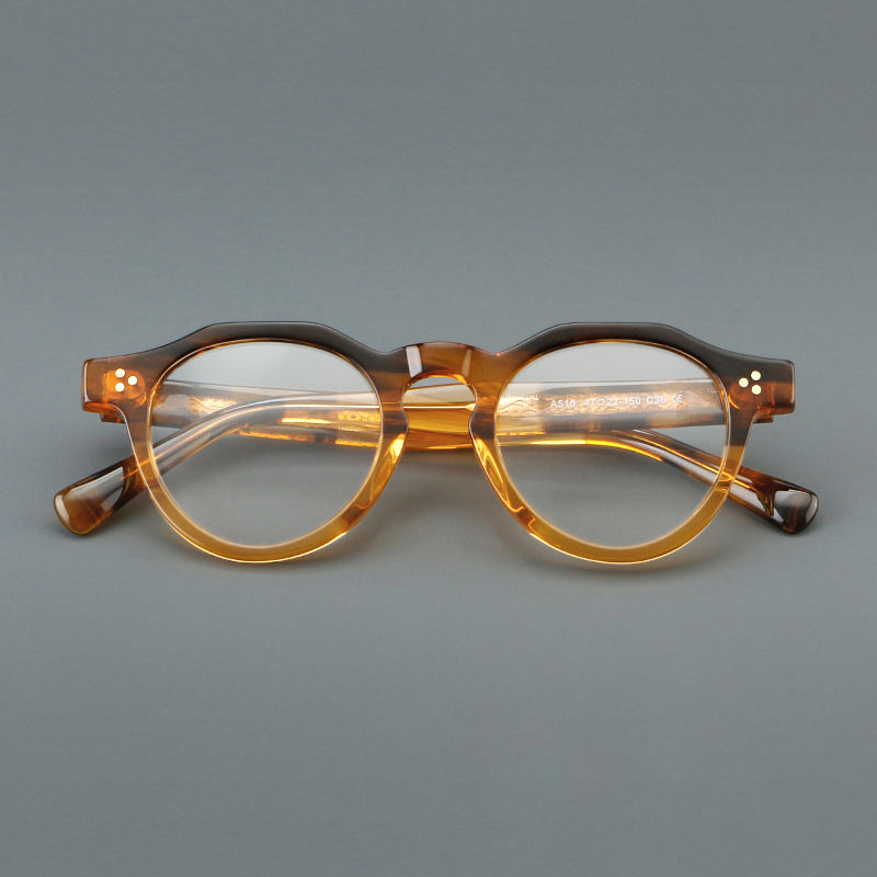 Montatura rotonda vintage in acetato con ponte a chiave e tripli rivetti — dettaglio 18