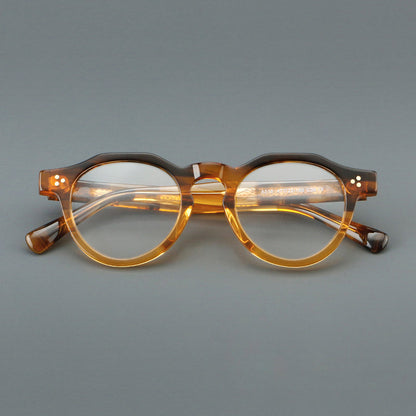 Montatura rotonda vintage in acetato con ponte a chiave e tripli rivetti — dettaglio 18