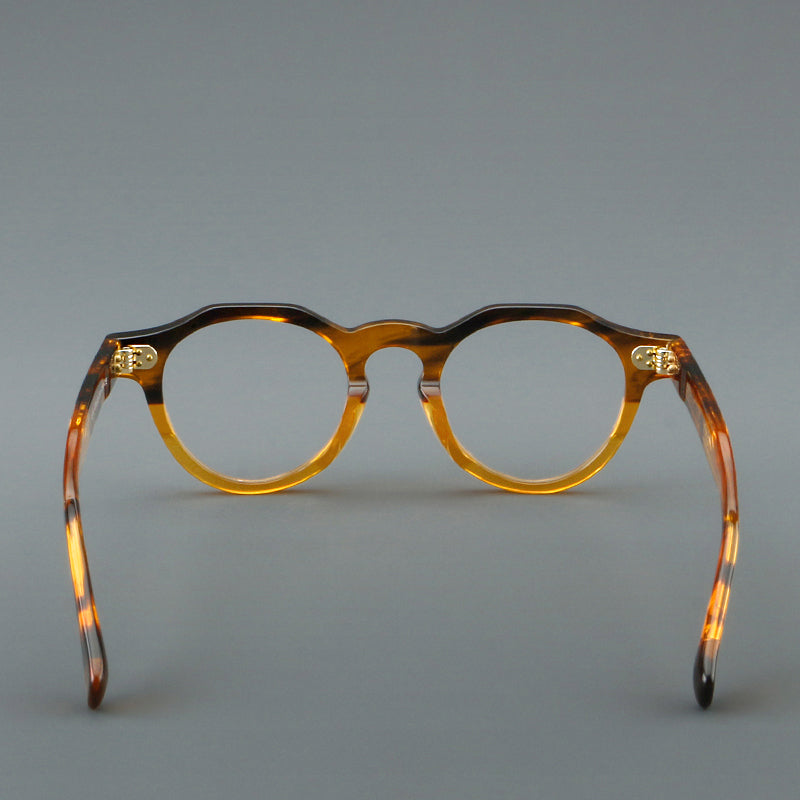 Montatura rotonda vintage in acetato con ponte a chiave e tripli rivetti — dettaglio 20