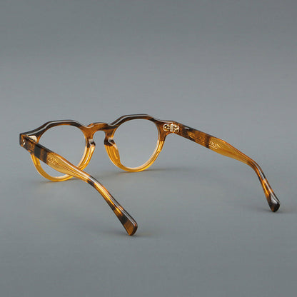 Montatura rotonda vintage in acetato con ponte a chiave e tripli rivetti — dettaglio 19