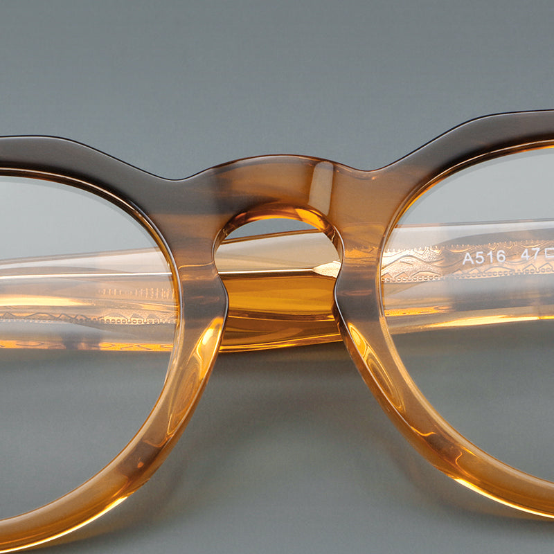 Montatura rotonda vintage in acetato con ponte a chiave e tripli rivetti — dettaglio 21