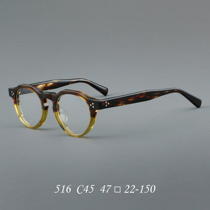 Montatura rotonda vintage in acetato con ponte a chiave e tripli rivetti — dettaglio 16