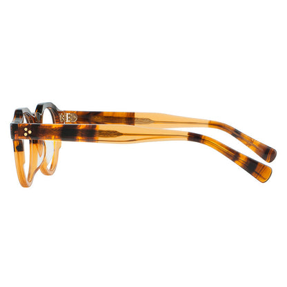 Montatura rotonda vintage in acetato con ponte a chiave e tripli rivetti — dettaglio 9