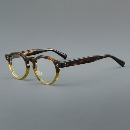 Montatura rotonda vintage in acetato con ponte a chiave e tripli rivetti — dettaglio 7
