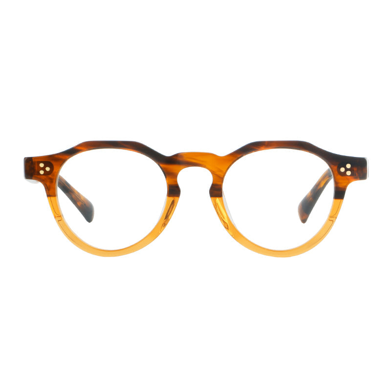 Montatura rotonda vintage in acetato con ponte a chiave e tripli rivetti — dettaglio 8