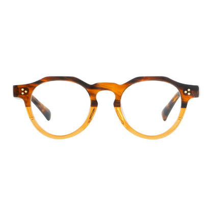 Montatura rotonda vintage in acetato con ponte a chiave e tripli rivetti — dettaglio 8