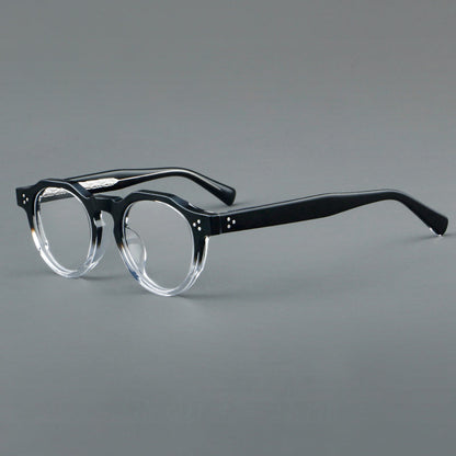 Montatura rotonda vintage in acetato con ponte a chiave e tripli rivetti — dettaglio 5