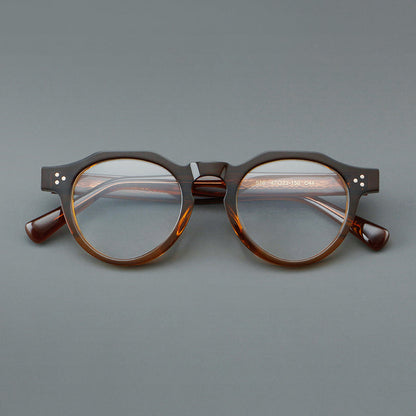 Montatura rotonda vintage in acetato con ponte a chiave e tripli rivetti — dettaglio 14