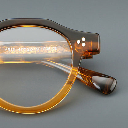 Montatura rotonda vintage in acetato con ponte a chiave e tripli rivetti — dettaglio 22