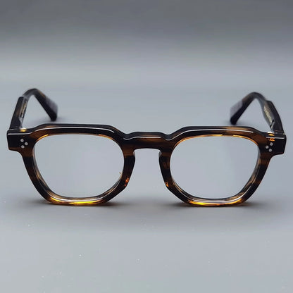 Montatura quadrata classica in acetato con cerchi spessi e aste larghe — dettaglio 29