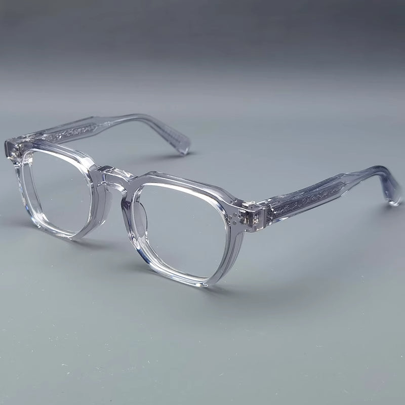 Montatura quadrata classica in acetato con cerchi spessi e aste larghe — dettaglio 3