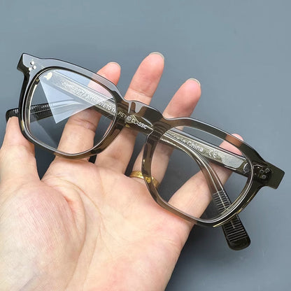 Montatura quadrata classica in acetato con cerchi spessi e aste larghe — dettaglio 25