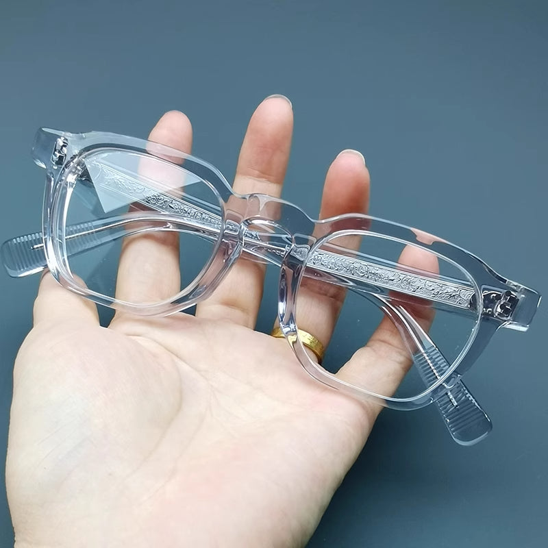 Montatura quadrata classica in acetato con cerchi spessi e aste larghe — dettaglio 27