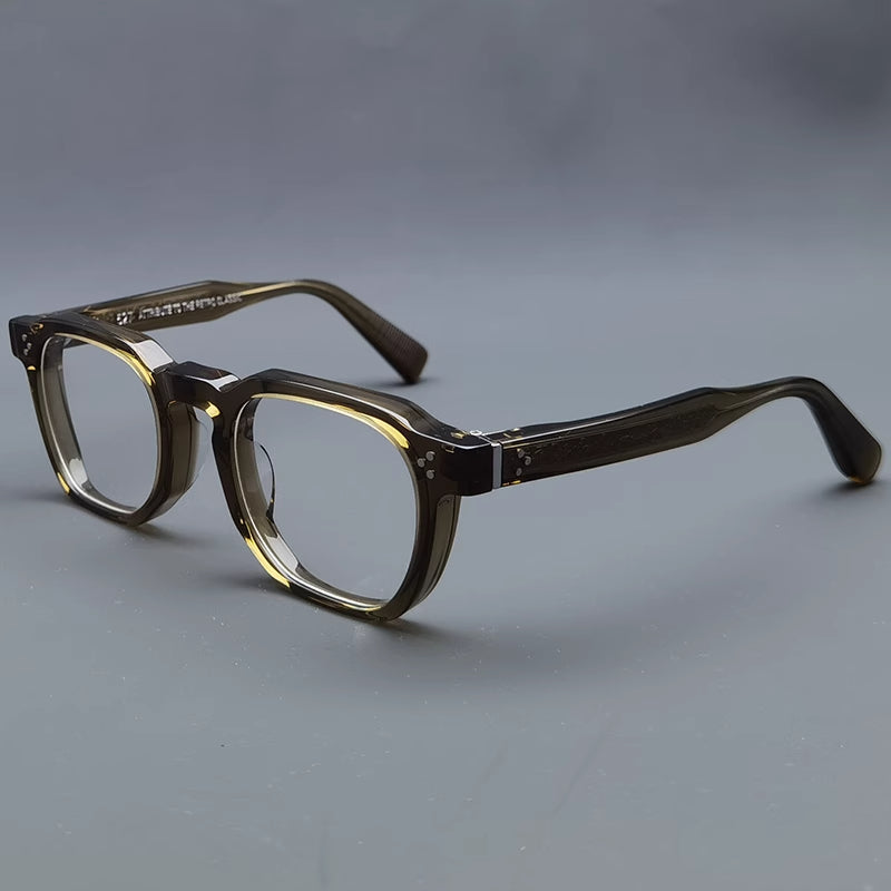 Montatura quadrata classica in acetato con cerchi spessi e aste larghe — dettaglio 2
