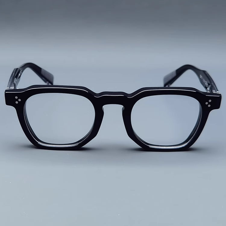 Montatura quadrata classica in acetato con cerchi spessi e aste larghe — dettaglio 30