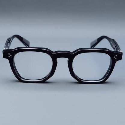 Montatura quadrata classica in acetato con cerchi spessi e aste larghe — dettaglio 30