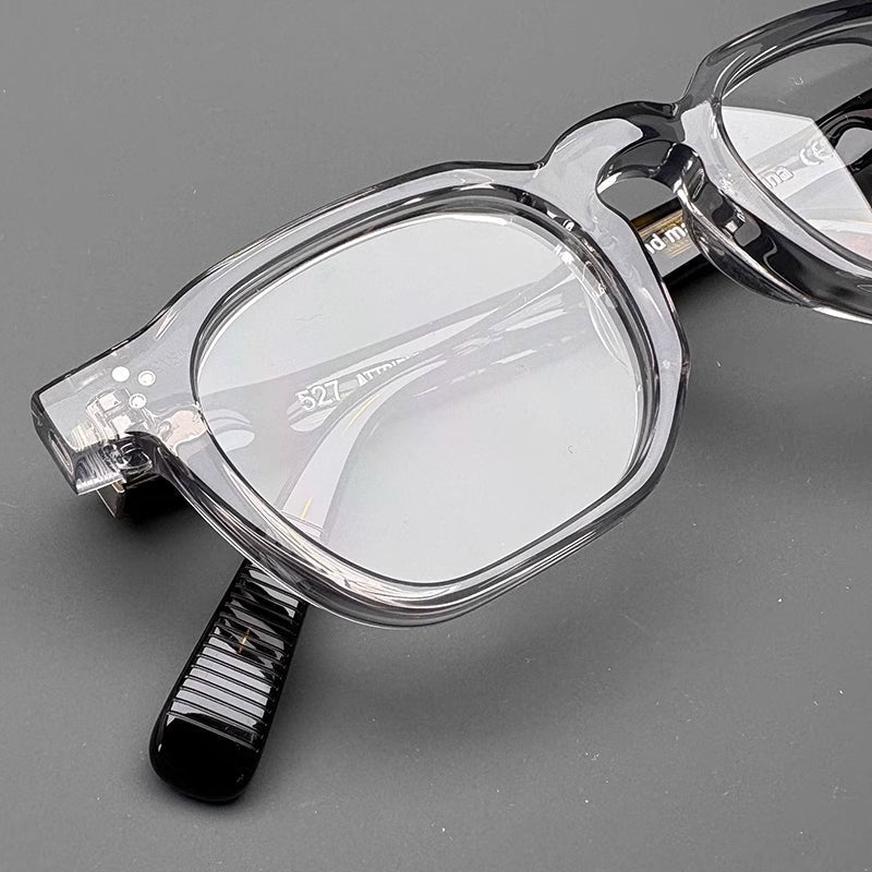 Montatura quadrata classica in acetato con cerchi spessi e aste larghe — dettaglio 23