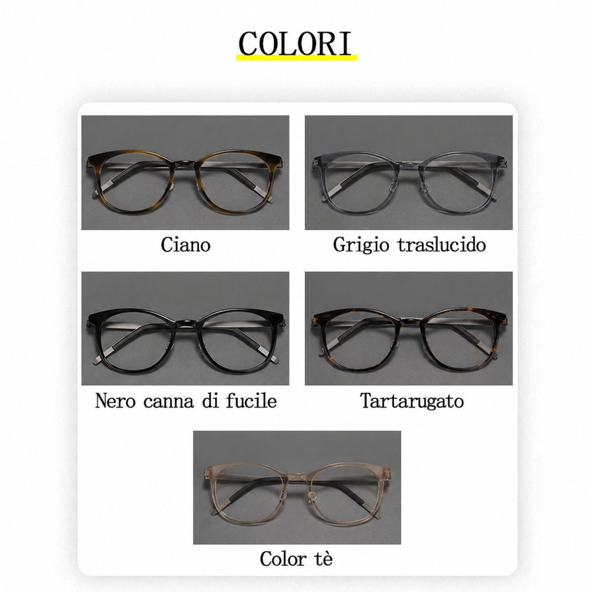 Montatura rotonda rétro a cerchio intero, disponibile in più modelli — dettaglio 18