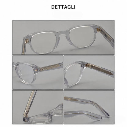 Montatura quadrata rétro in acetato con bordo superiore dritto e aste spesse — dettaglio 5