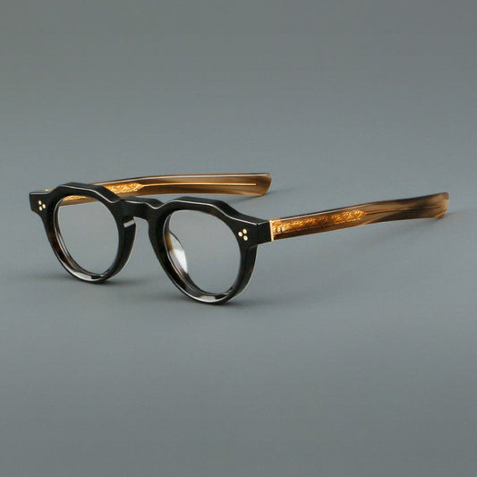 Montatura geometrica vintage in acetato con bordo sfaccettato e ponte a chiave — dettaglio 1