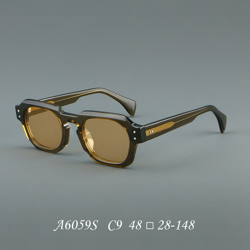 Montatura quadrata vintage in acetato con cerchi marcati e lenti in più colori — dettaglio 23