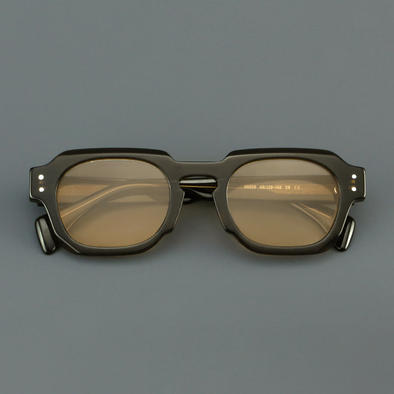 Montatura quadrata vintage in acetato con cerchi marcati e lenti in più colori — dettaglio 9
