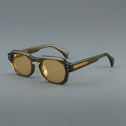 Montatura quadrata vintage in acetato con cerchi marcati e lenti in più colori — dettaglio 14