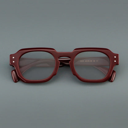 Montatura quadrata vintage in acetato con cerchi marcati e lenti in più colori — dettaglio 3