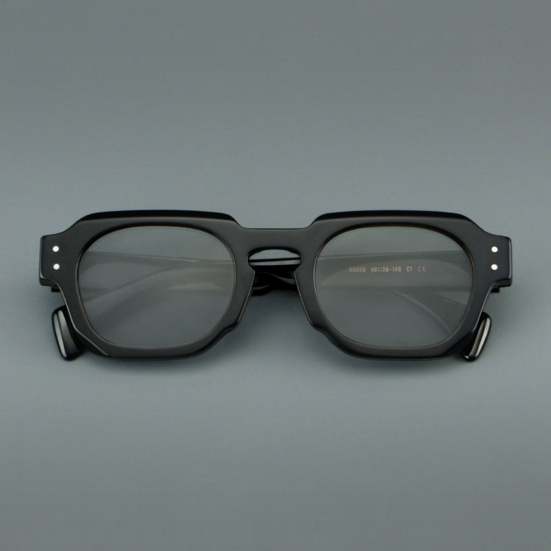 Montatura quadrata vintage in acetato con cerchi marcati e lenti in più colori — dettaglio 7