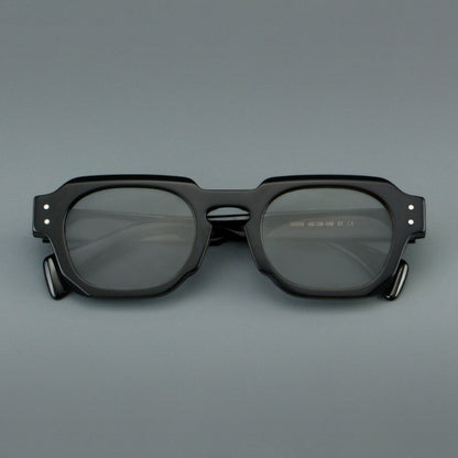 Montatura quadrata vintage in acetato con cerchi marcati e lenti in più colori — dettaglio 7